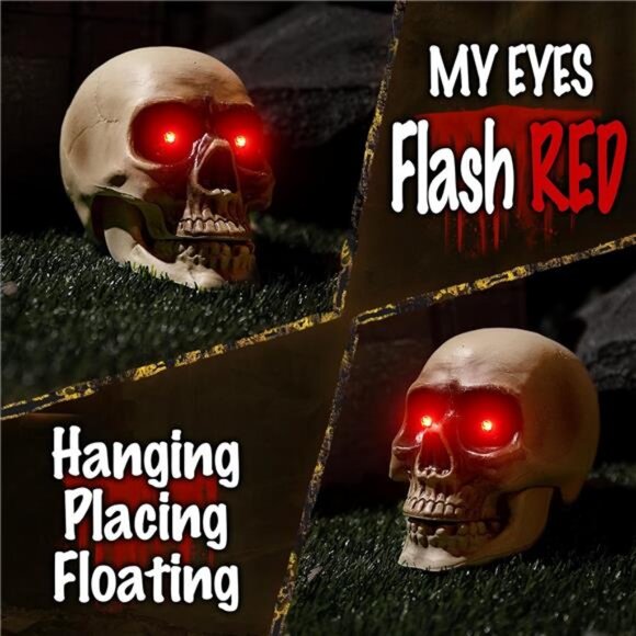 Halloween floating hanging skull heads - Animated Skeleton Decorations - Picture 3 of 7